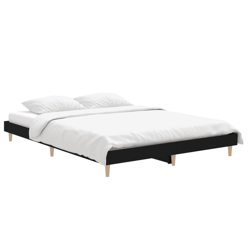 Sengeramme svart 140x190 cm konstruert tre
