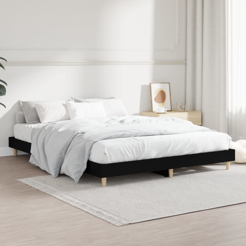 Sengeramme svart 140x190 cm konstruert tre