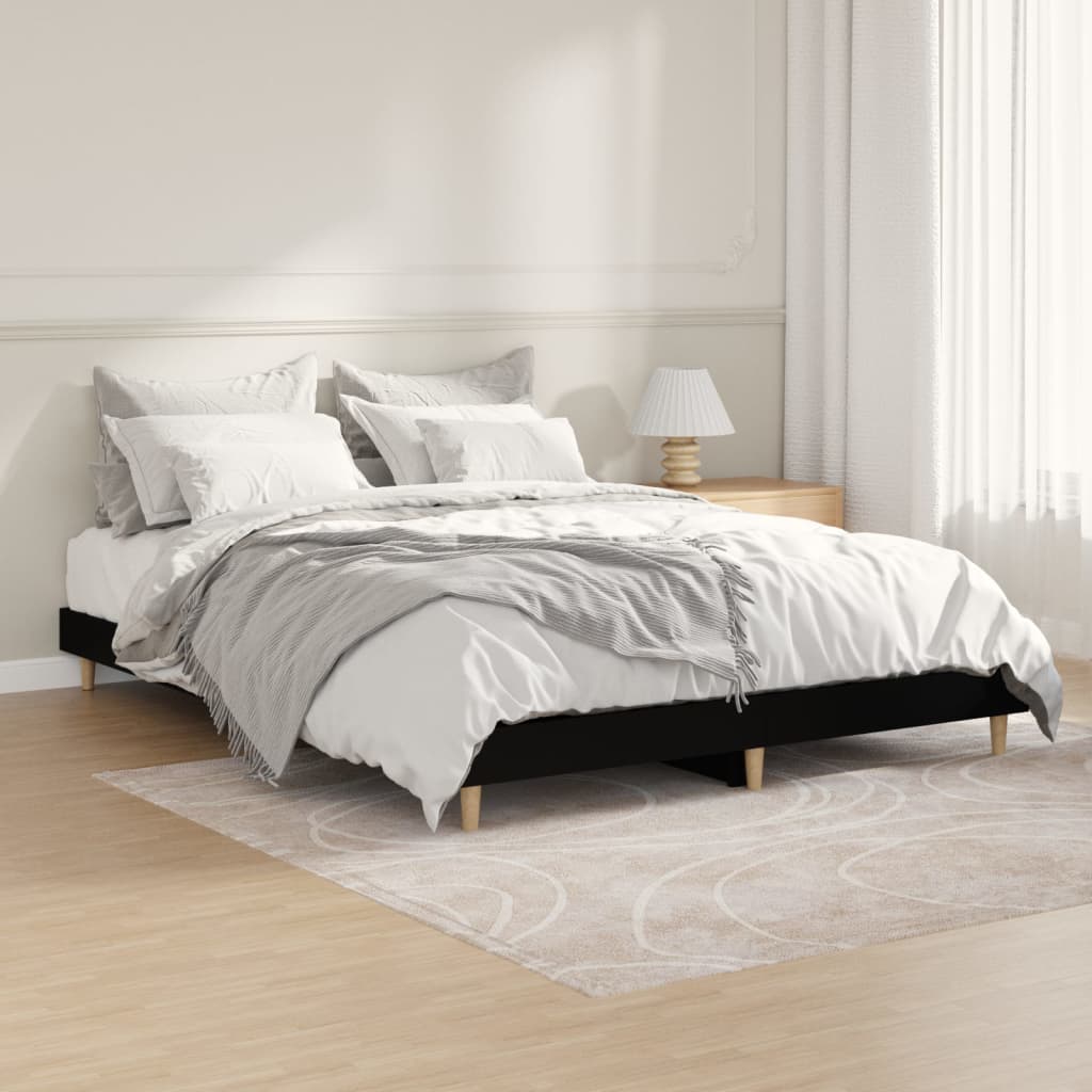 Sengeramme svart 140x190 cm konstruert tre