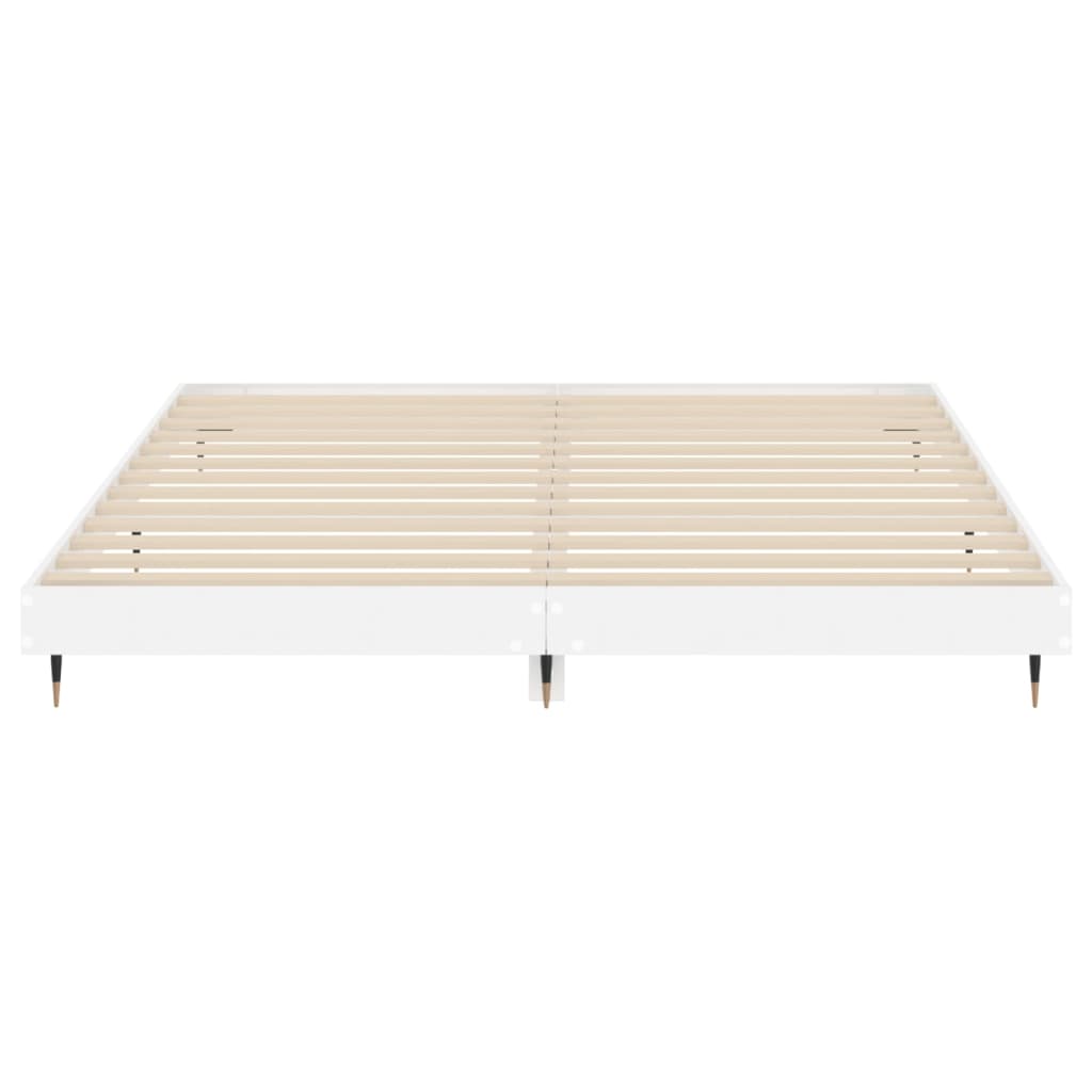 Sengeramme høyglans hvit 180x200 cm konstruert tre