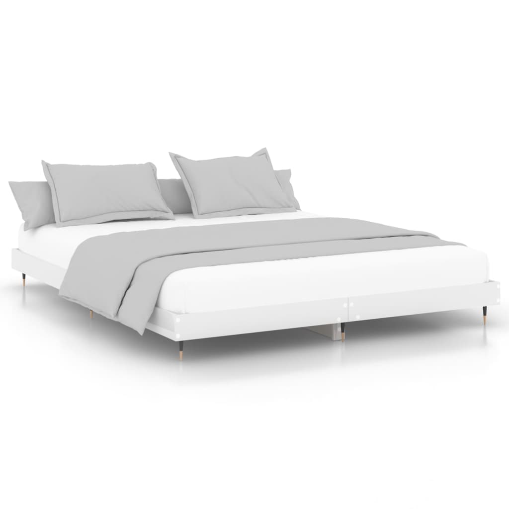 Sengeramme høyglans hvit 160x200 cm konstruert tre