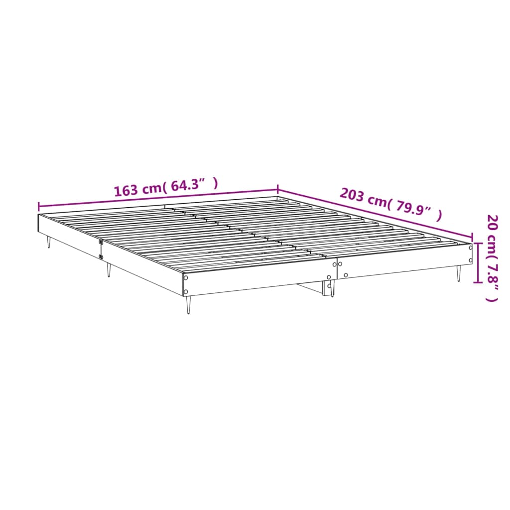 Sengeramme høyglans hvit 160x200 cm konstruert tre