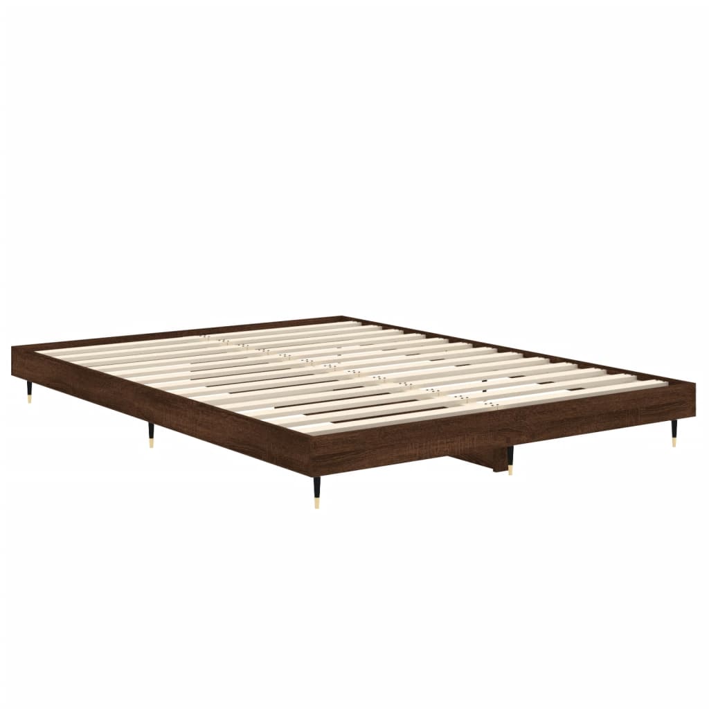 Sengeramme brun eik 135x190 cm konstruert tre