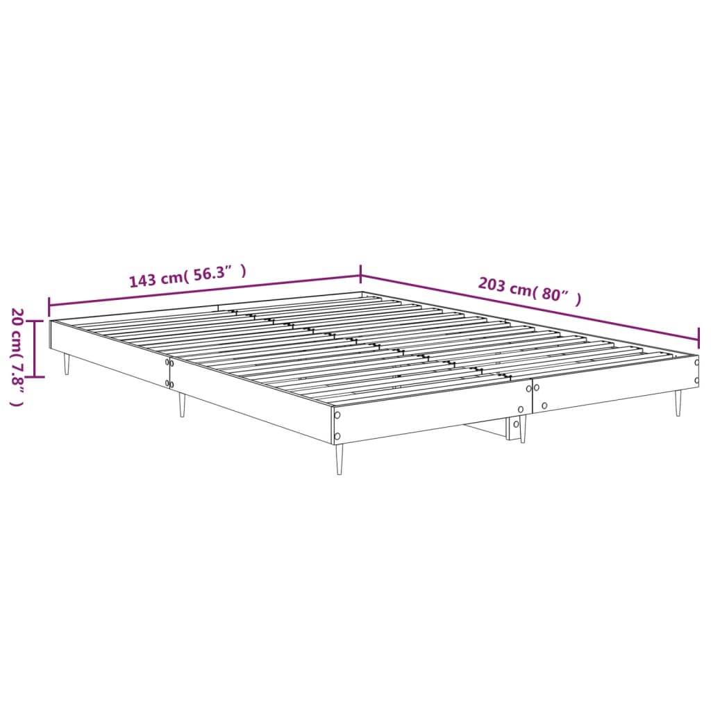 Sengeramme brun eik 135x190 cm konstruert tre