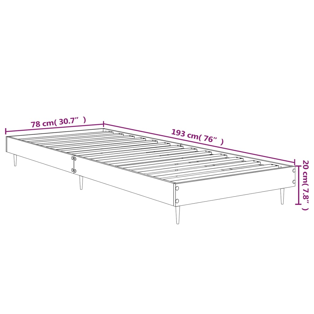 Sengeramme uten madrass røkt eik 75x190 cm konstruert tre