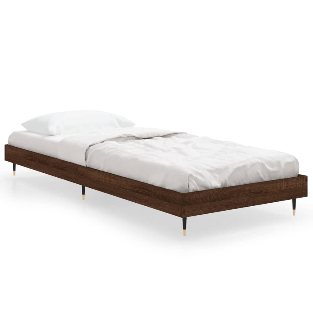 Sengeramme uten madrass brun eik 75x190 cm konstruert tre