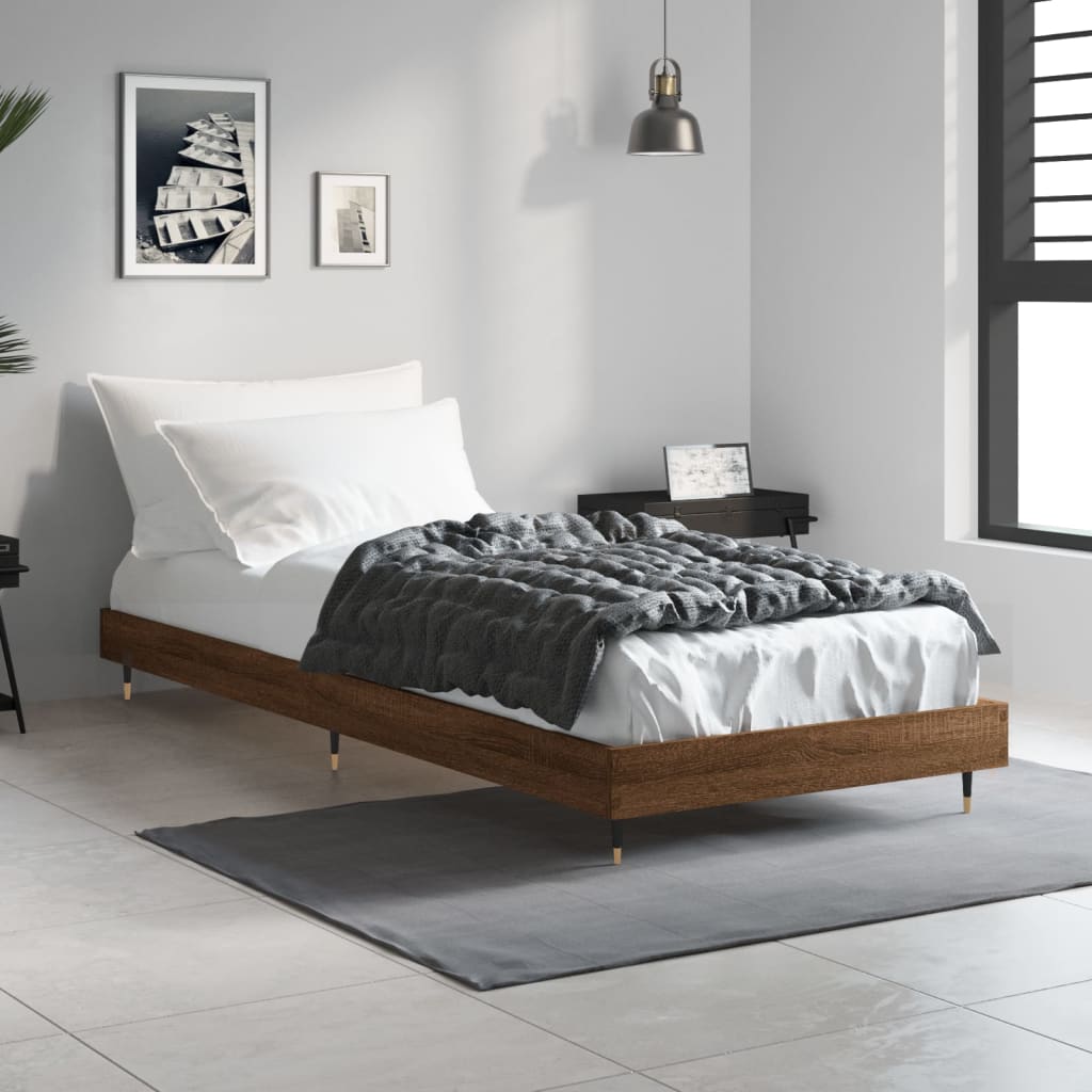 Sengeramme uten madrass brun eik 75x190 cm konstruert tre