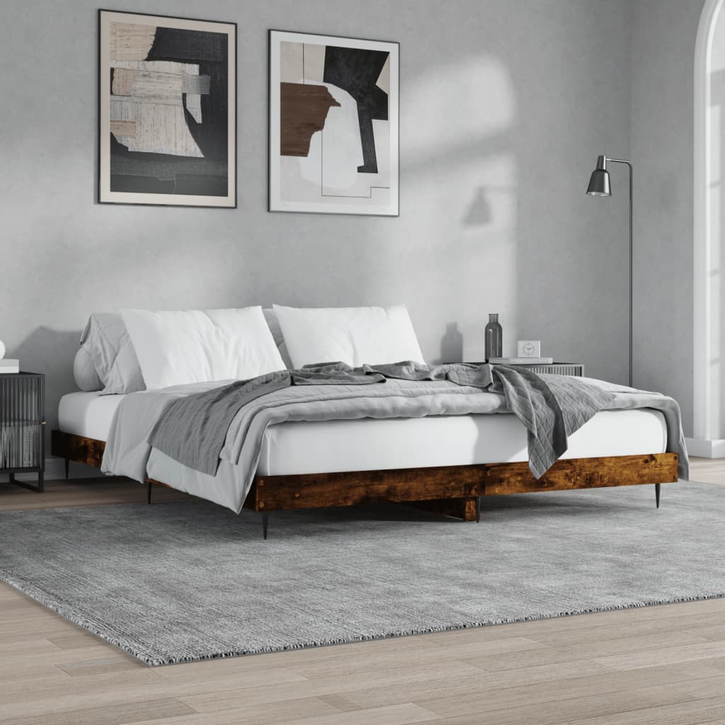 Sengeramme uten madrass madrass røkt eik 200x200 cm