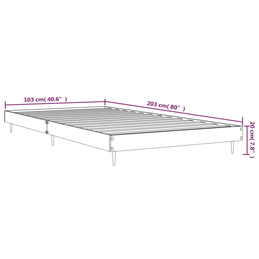 Sengeramme uten madrass røkt eik 100x200 cm konstruert tre
