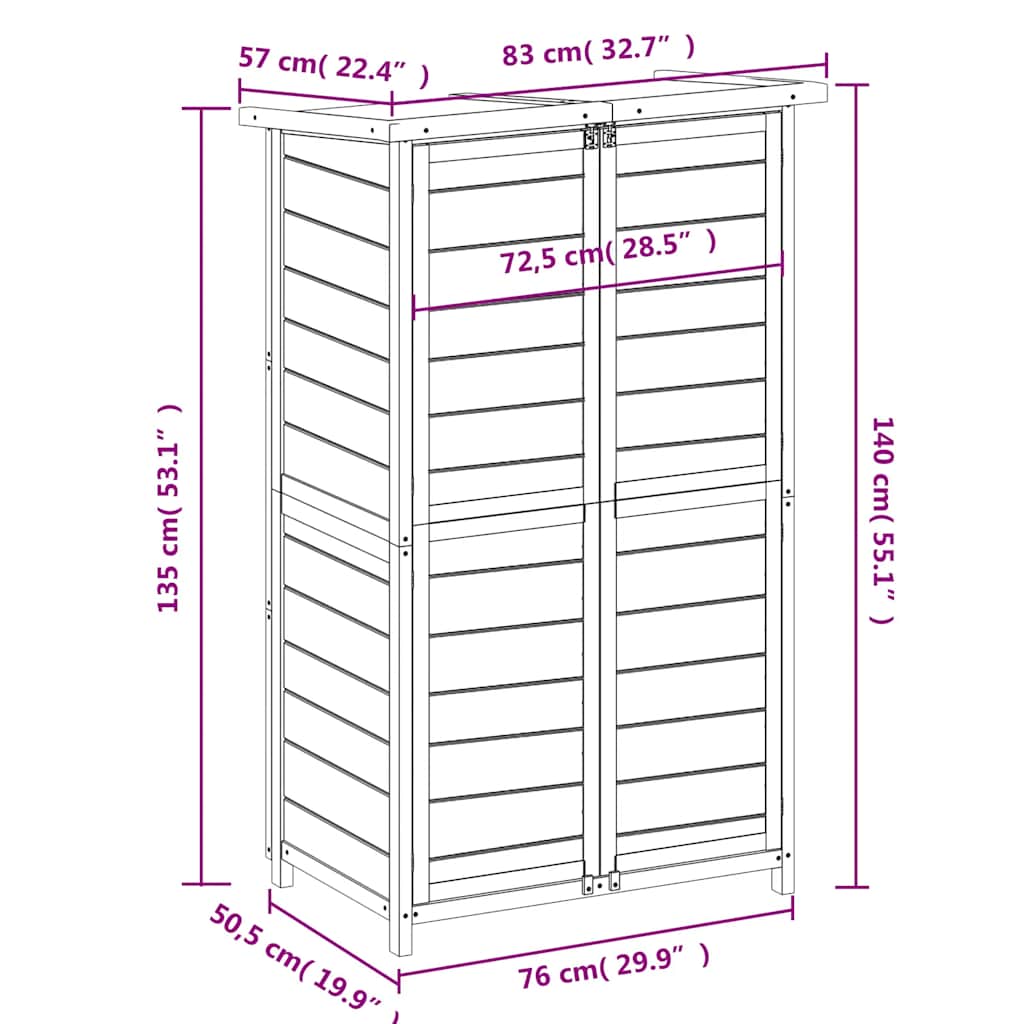 Hageredskapsbod brun 83x57x140 cm heltre furu