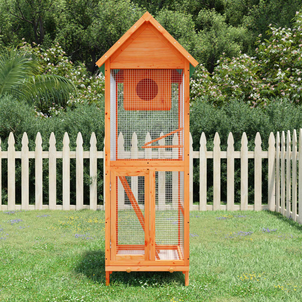 Fuglehus brun 60x58,5x160 cm heltre furu