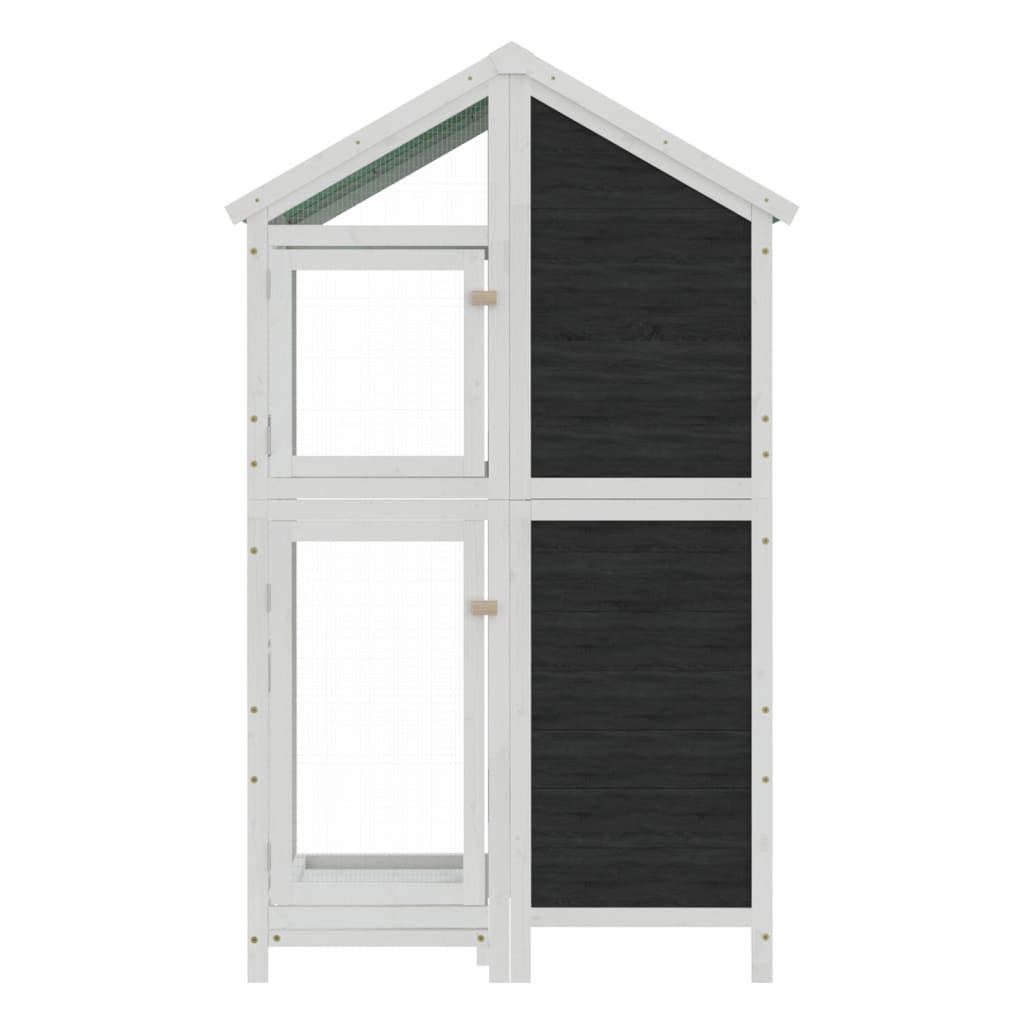 Fuglehus grå 97x81x152 cm heltre furu