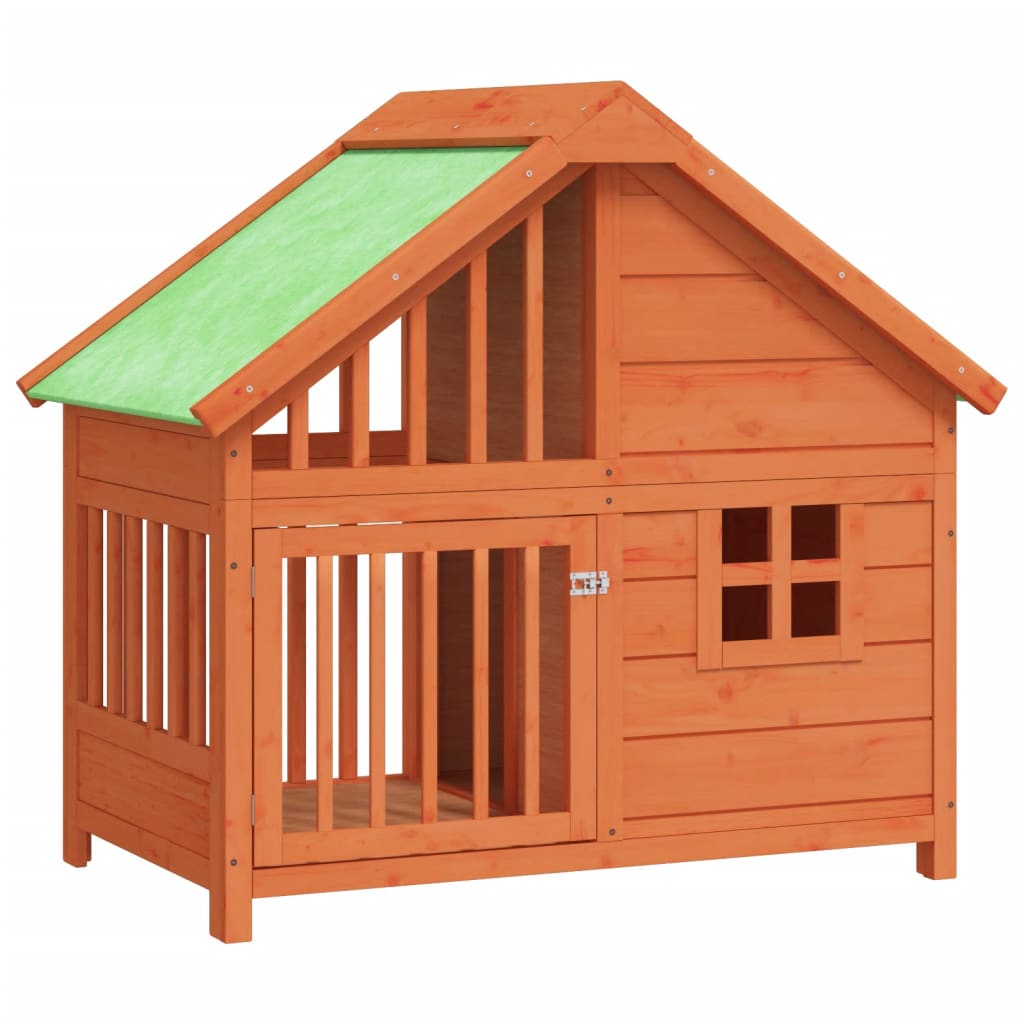 Hundekennel brun 96x60,5x87 cm heltre furu