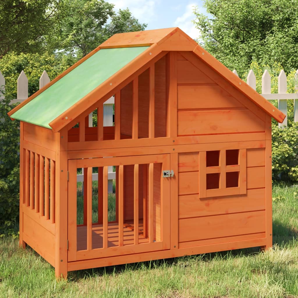 Hundekennel brun 96x60,5x87 cm heltre furu