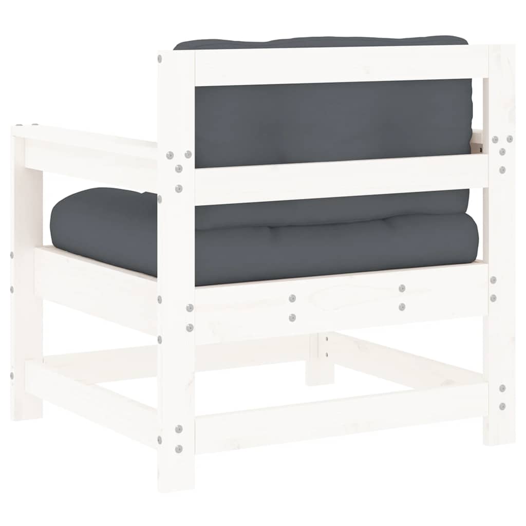 Hagestoler med puter 2 stk hvit heltre furu