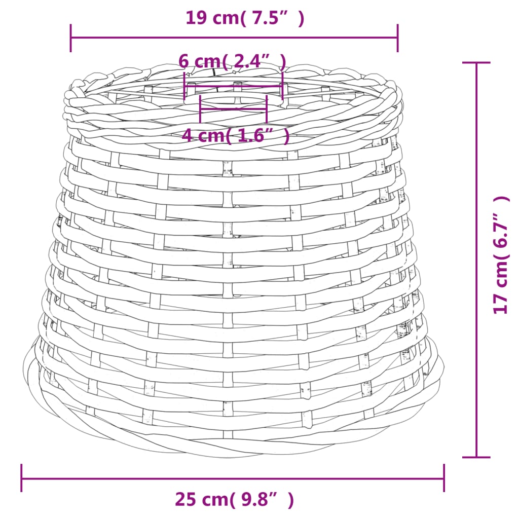 Taklampeskjerm hvit Ø25x17 cm flettet