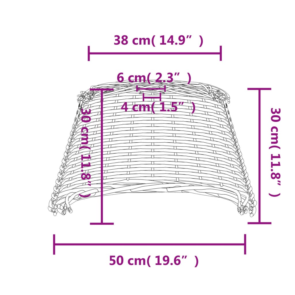 Taklampeskjerm brun Ø50x30 cm flettet