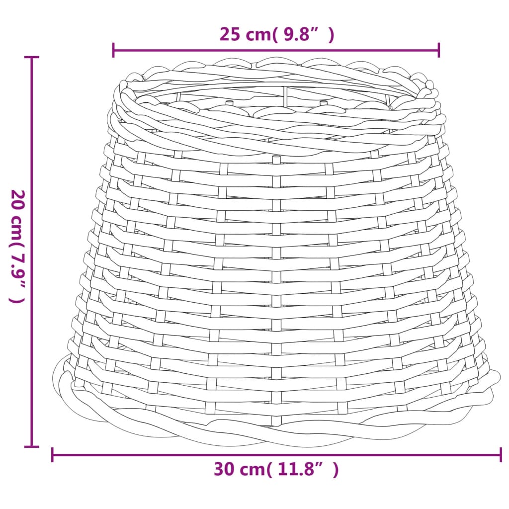 Lampeskjerm hvit Ø30x20 cm flettet vidaXL