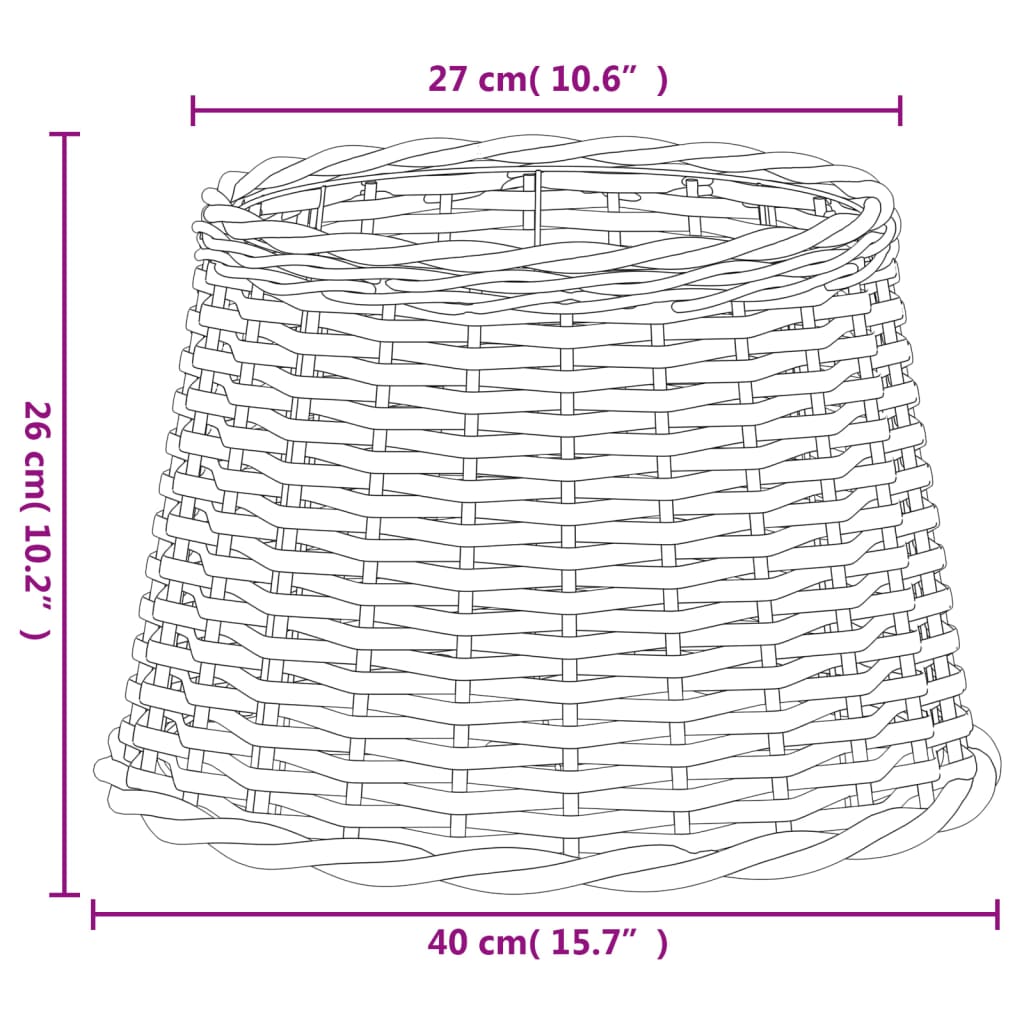 Lampeskjerm hvit Ø40x26 cm flettet