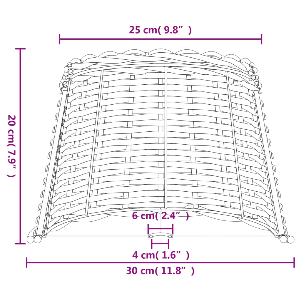 Lampeskjerm brun Ø30x20 cm flettet