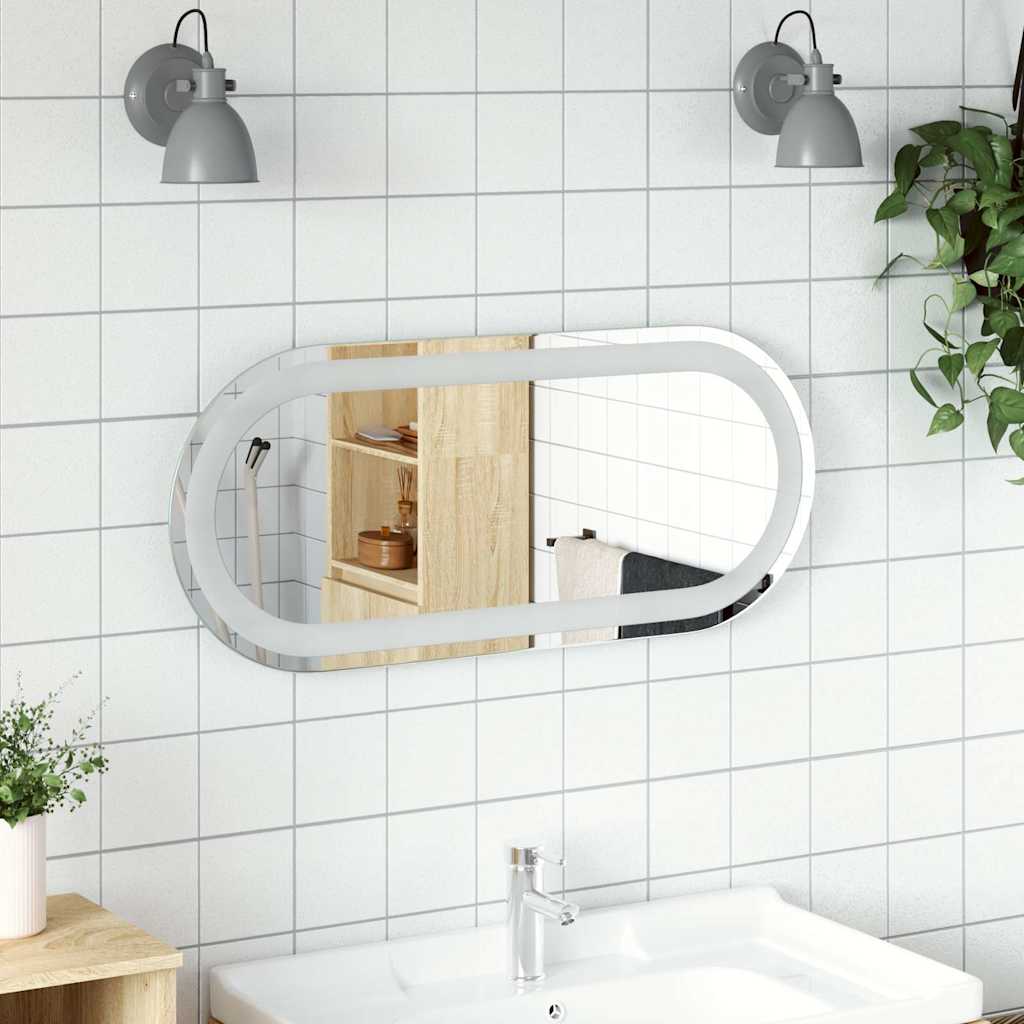 LED-baderomsspeil 70x30 cm oval