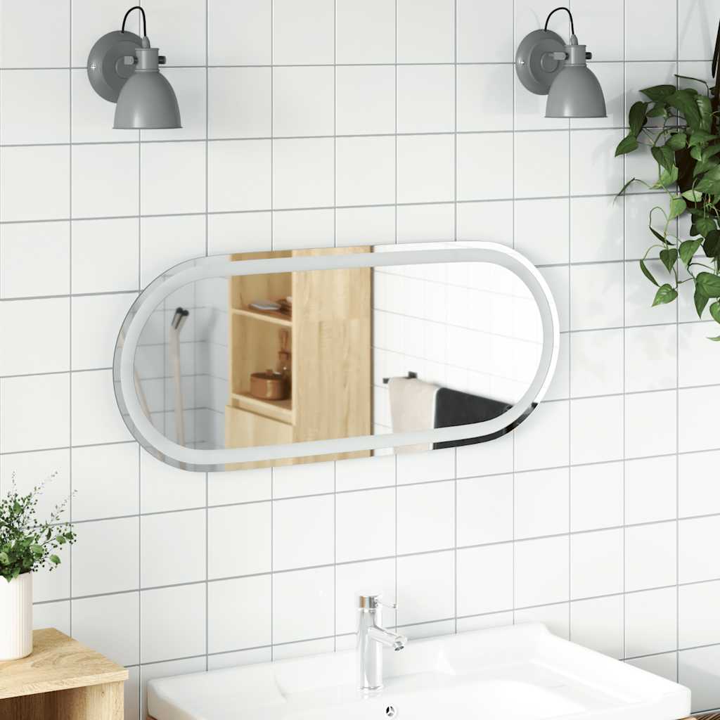 LED-baderomsspeil 80x35 cm oval