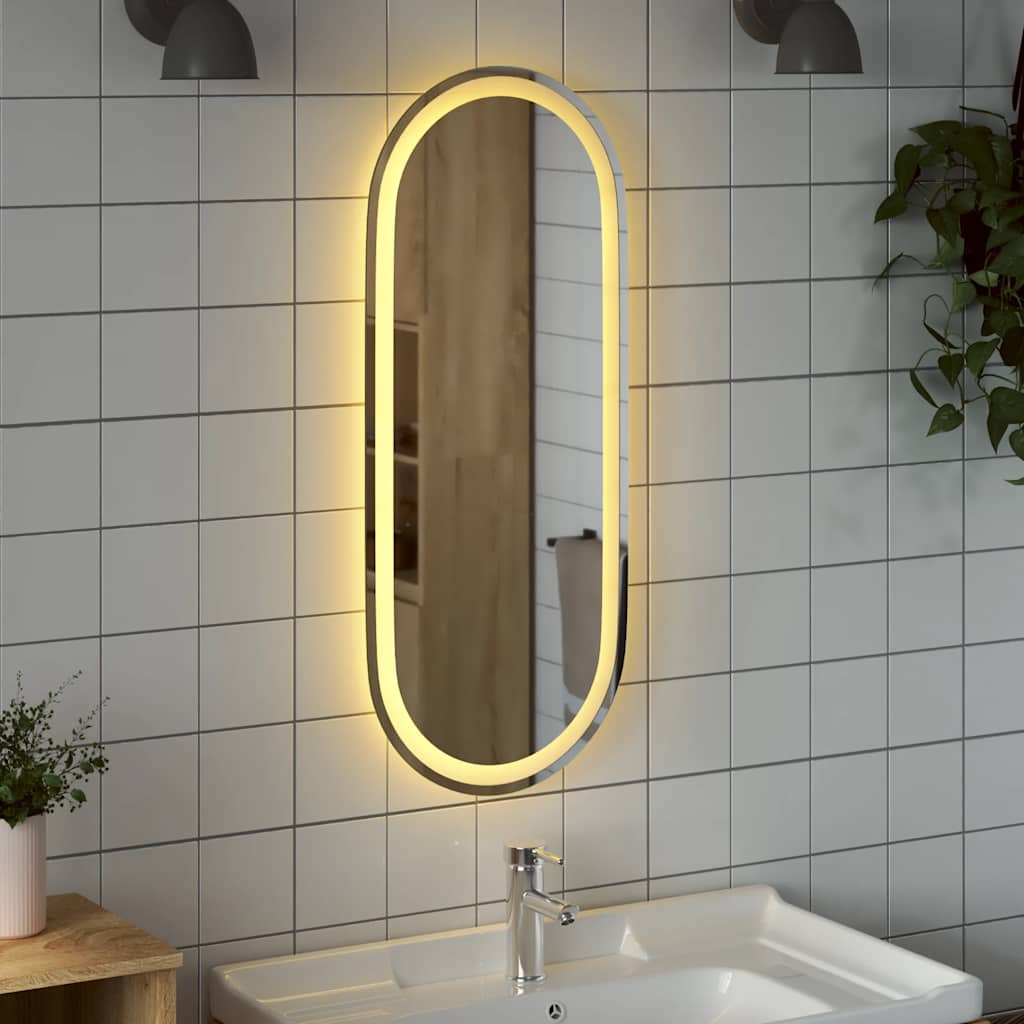LED-baderomsspeil 90x40 cm oval