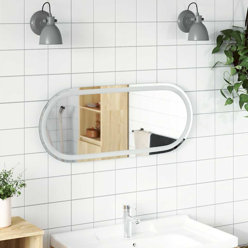 LED-baderomsspeil 90x40 cm oval