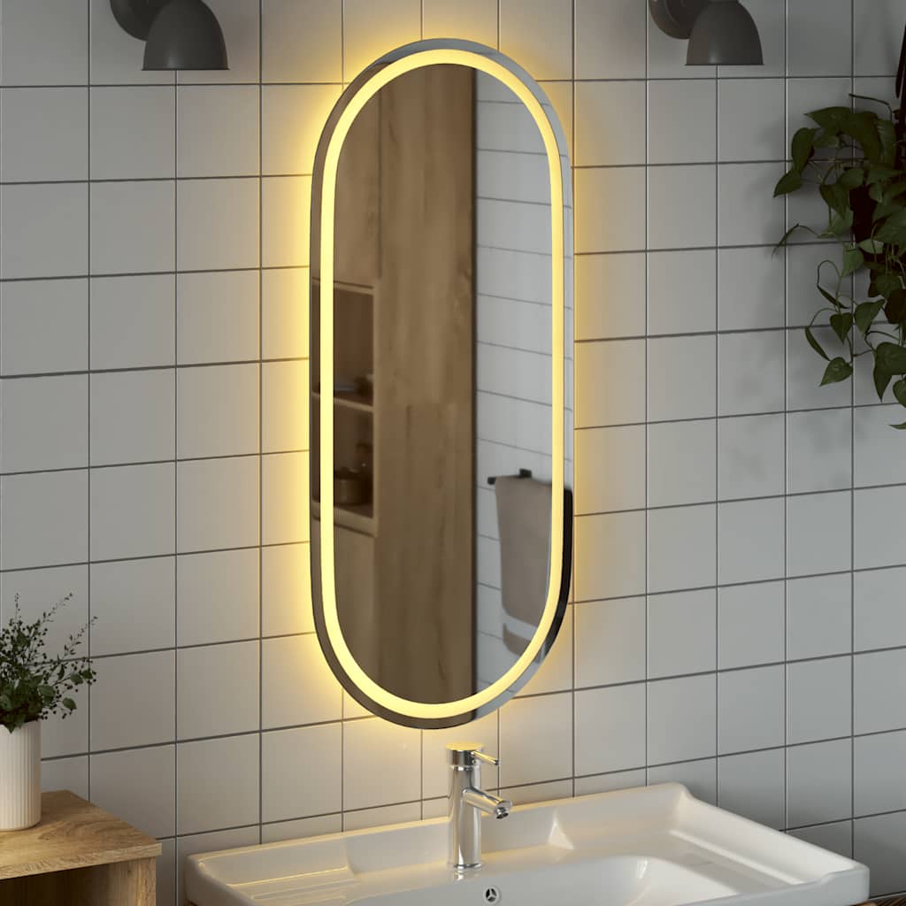 LED-baderomsspeil 100x45 cm oval