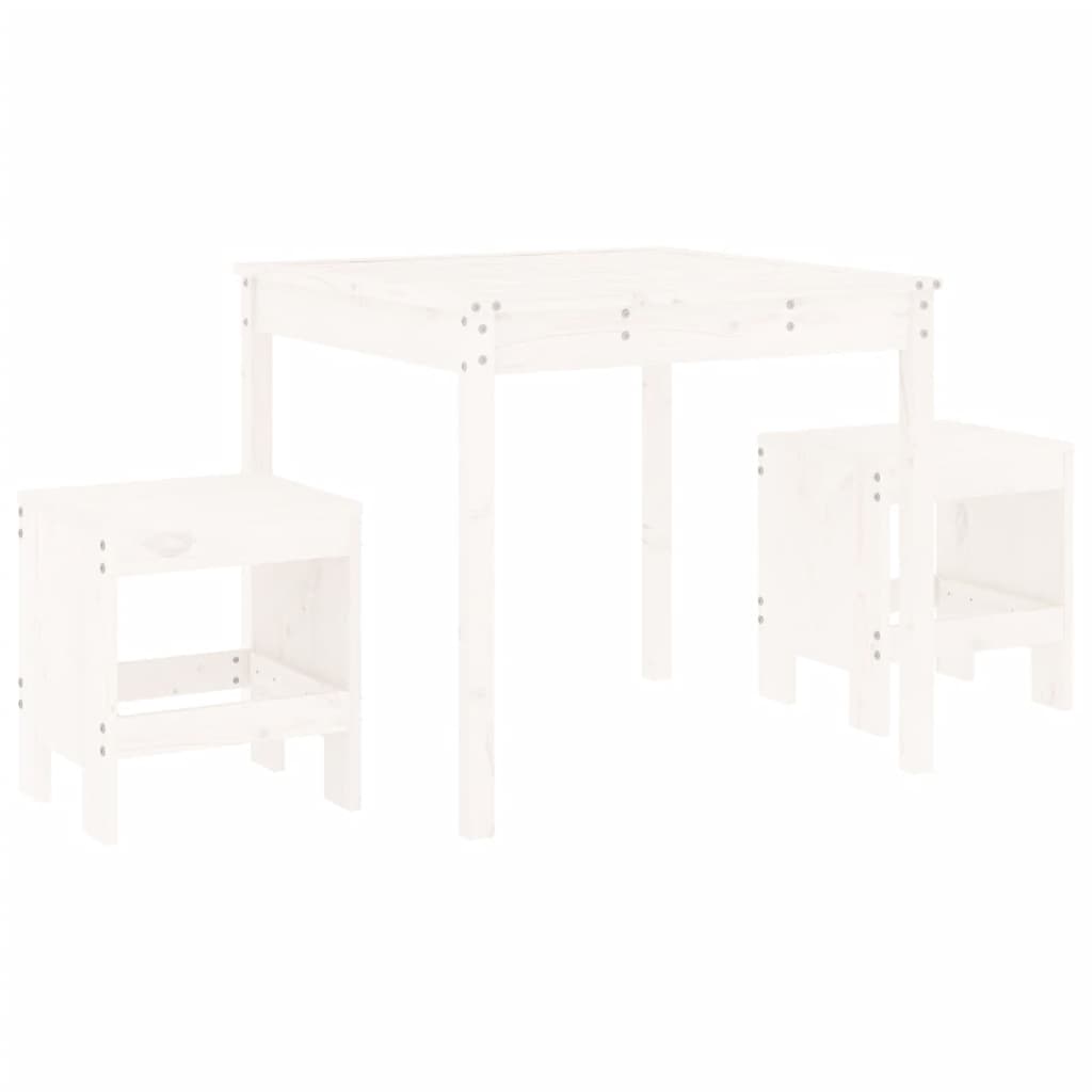 Hagebistrosett hvit 3 deler heltre furu
