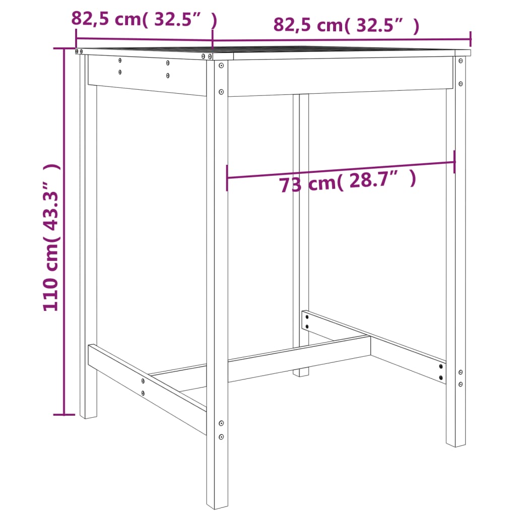 Hagebarsett 5 deler svart heltre furu