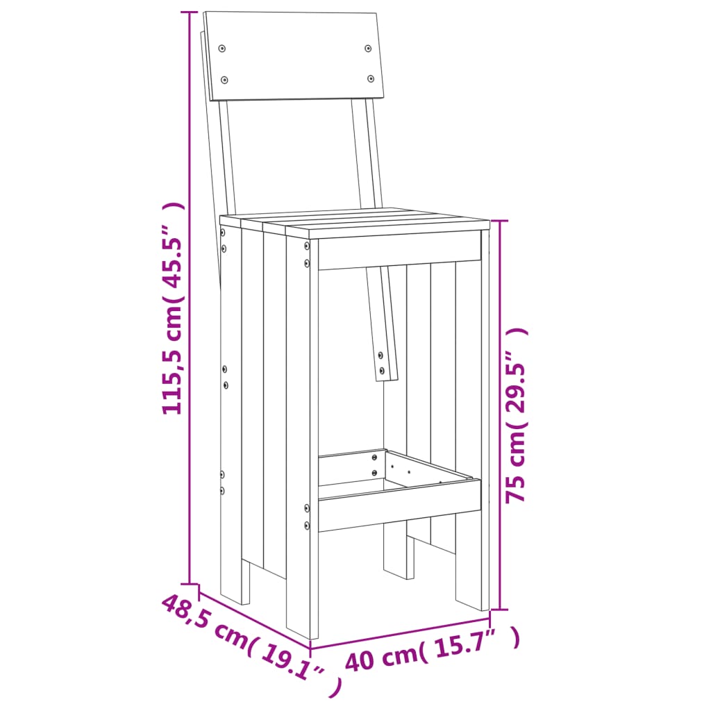 Hagebarsett 3 deler svart heltre furu