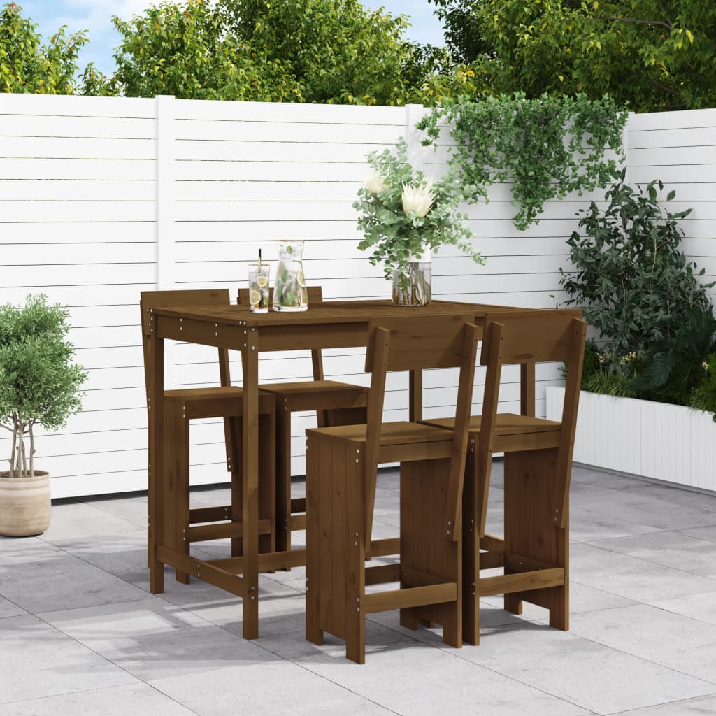 Hagebarsett 5 deler honningbrun heltre furu