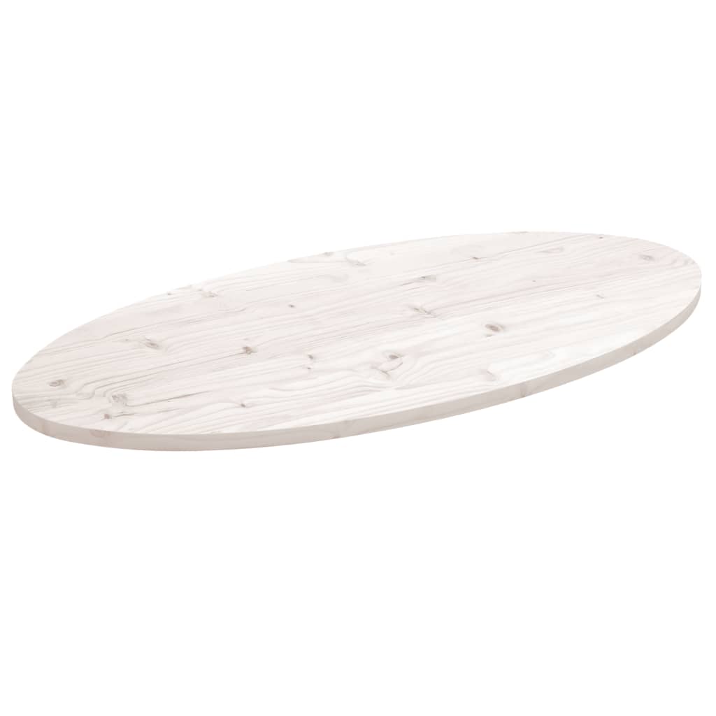 Bordplate hvit 100x50x2,5 cm heltre furu oval
