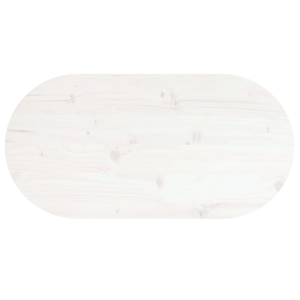 Bordplate hvit 60x30x2,5 cm heltre furu oval