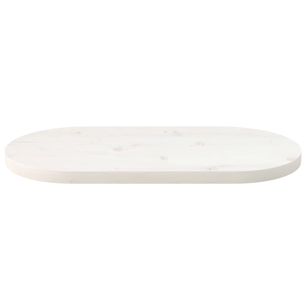 Bordplate hvit 70x35x2,5 cm heltre furu oval