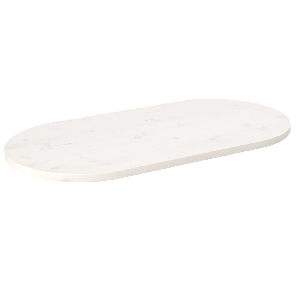 Bordplate hvit 90x45x2,5 cm heltre furu oval