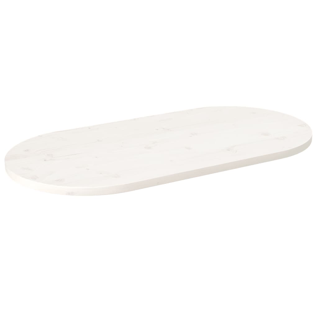 Bordplate hvit 100x50x2,5 cm heltre furu oval