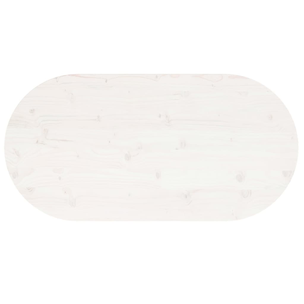 Bordplate hvit 100x50x2,5 cm heltre furu oval