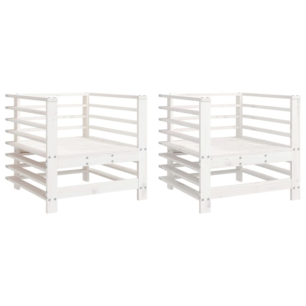 Hagestoler 2 stk hvit heltre furu