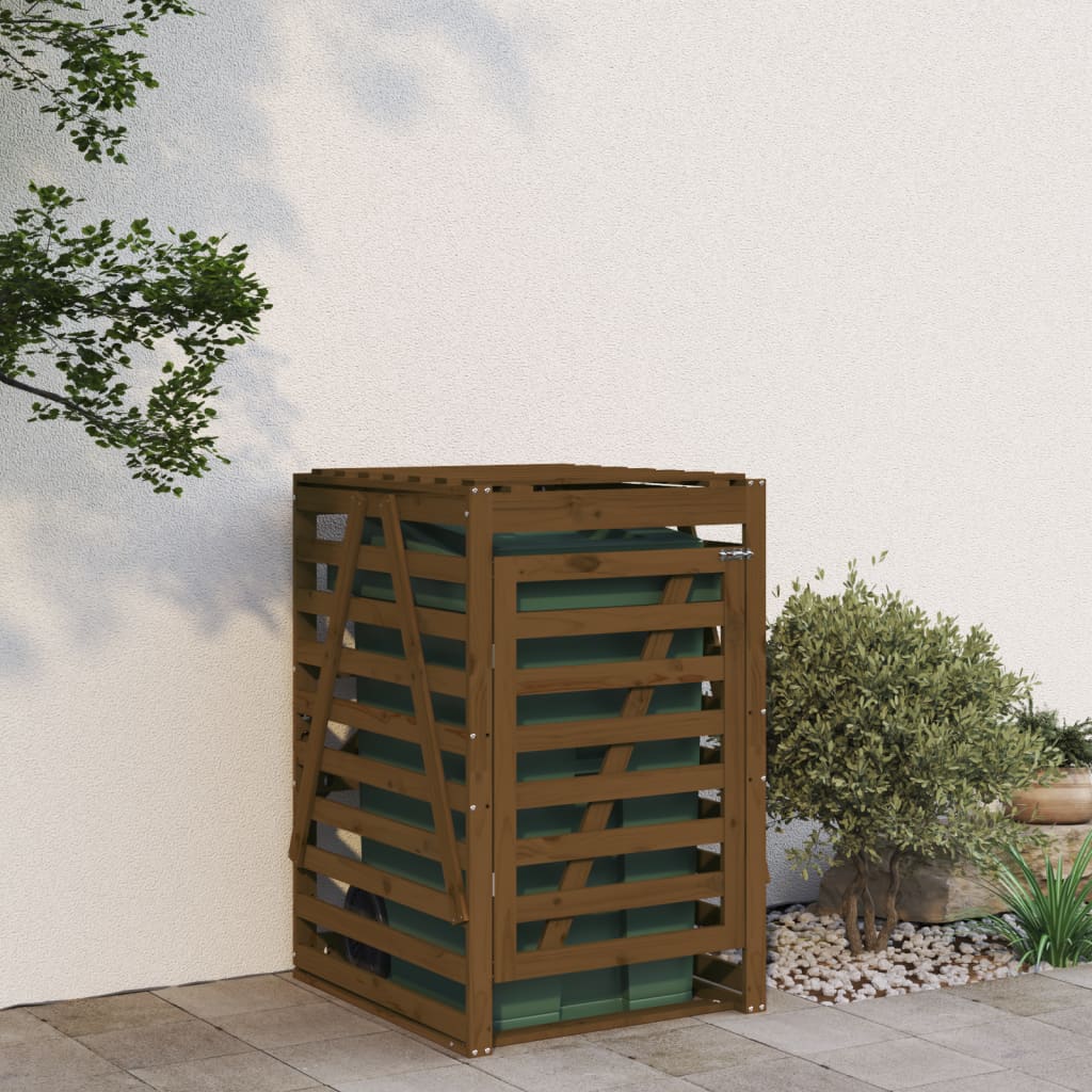 Søppeldunkskur honningbrun 84x90x128,5 cm heltre furu