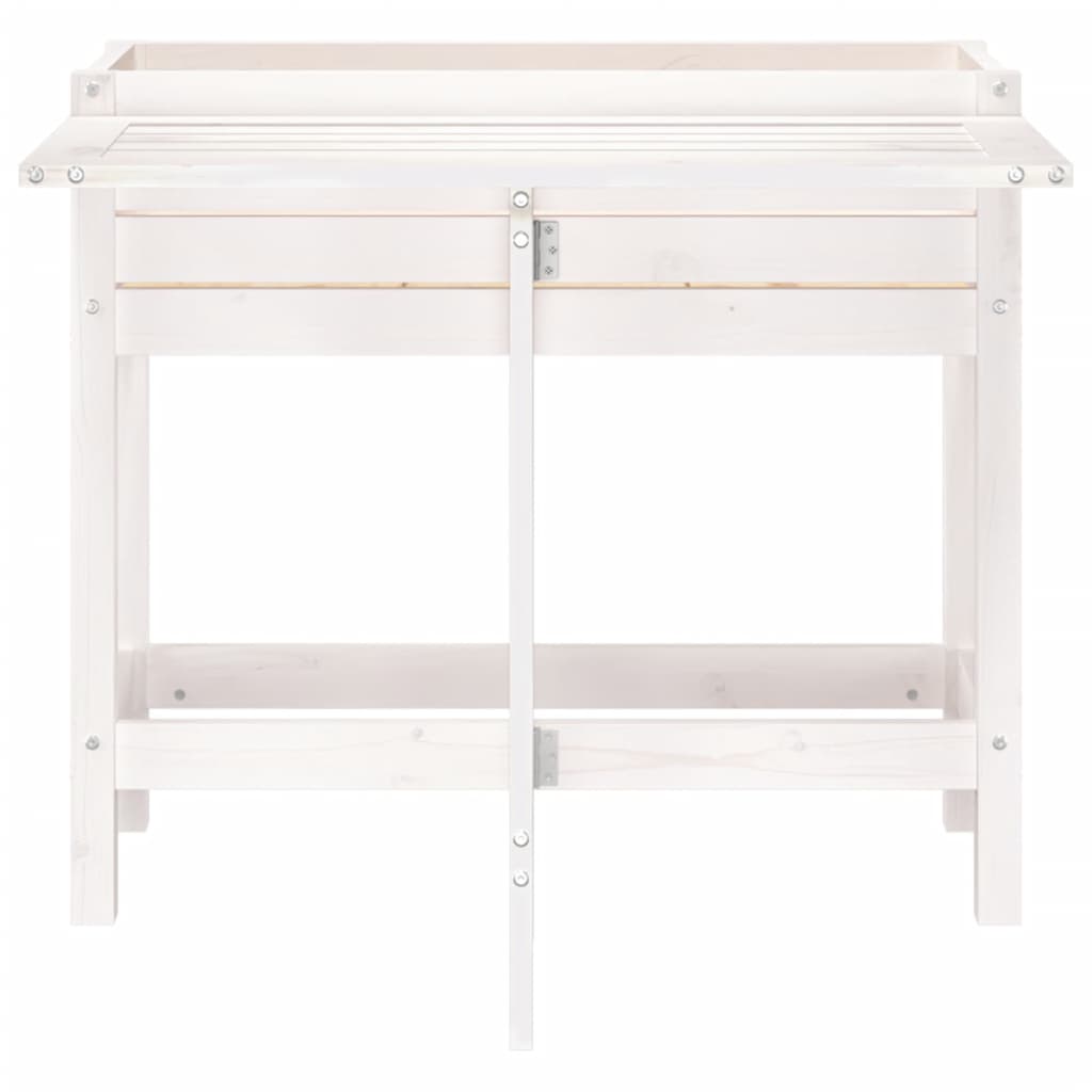 Plantekasse med foldbar bordplate hvit heltre furu