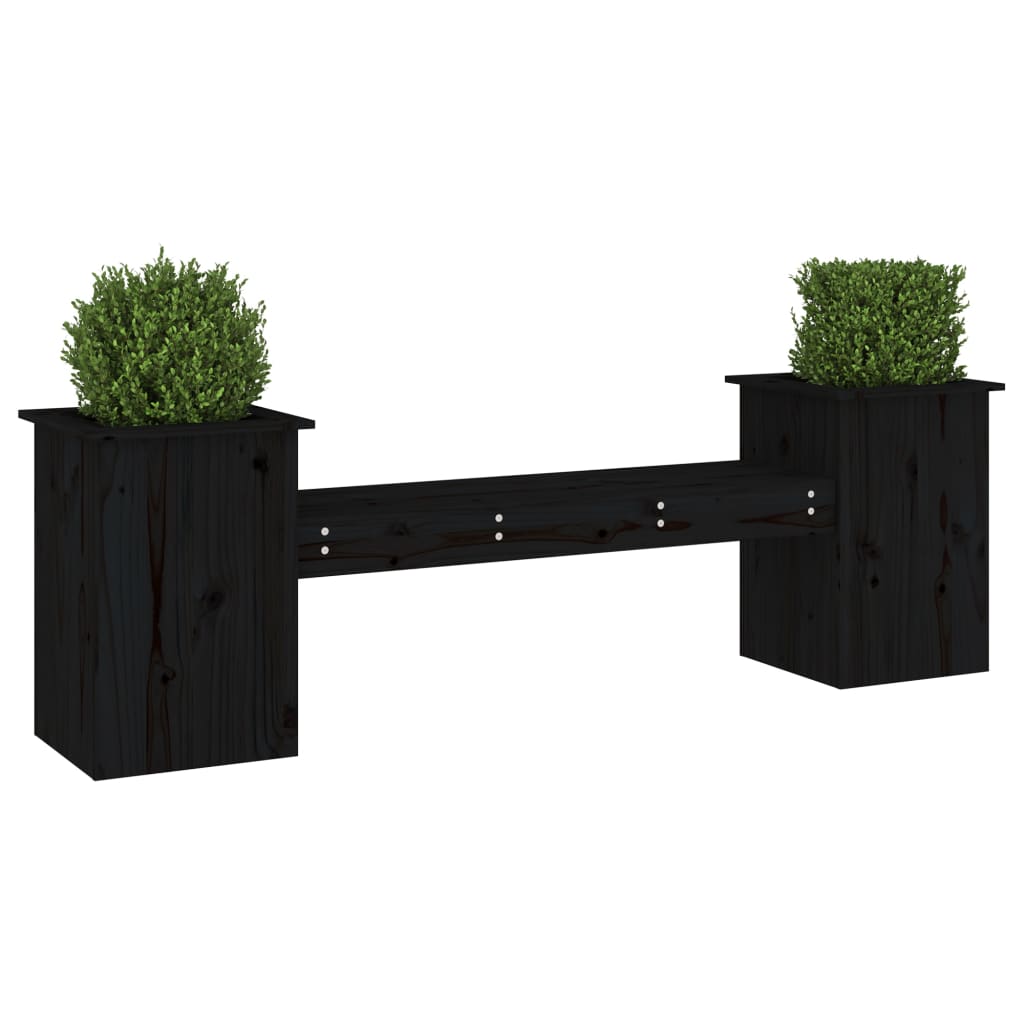 Plantebenk svart 184,5x39,5x56,5 cm heltre furu