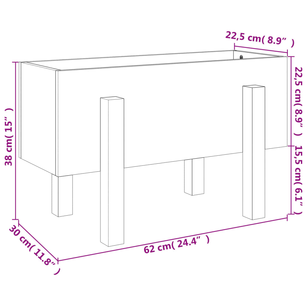 Hageplantekasse 62x30x38 cm heltre furu