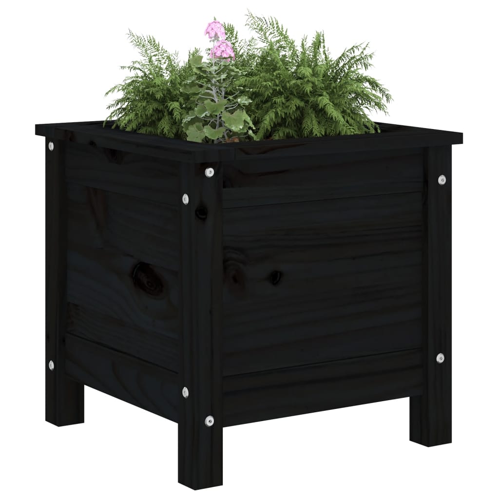 Hageplantekasse svart 40x40x39 cm heltre furu vidaXL