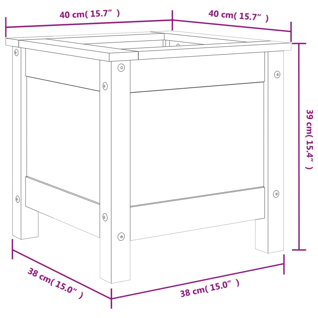 Hageplantekasse svart 40x40x39 cm heltre furu vidaXL