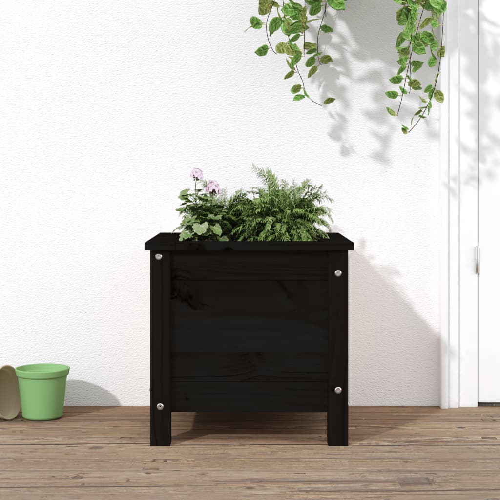 Hageplantekasse svart 40x40x39 cm heltre furu vidaXL