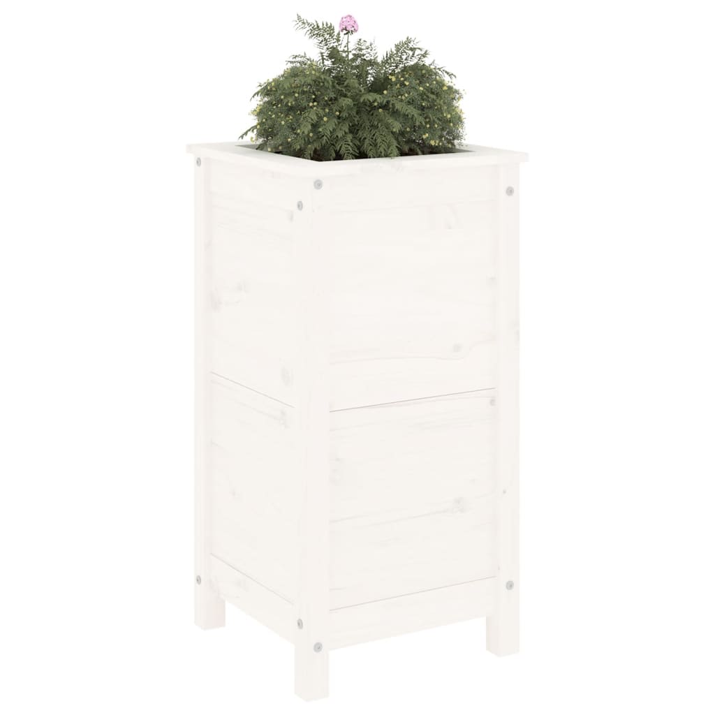 Hageplantekasse hvit 40x40x78 cm heltre furu