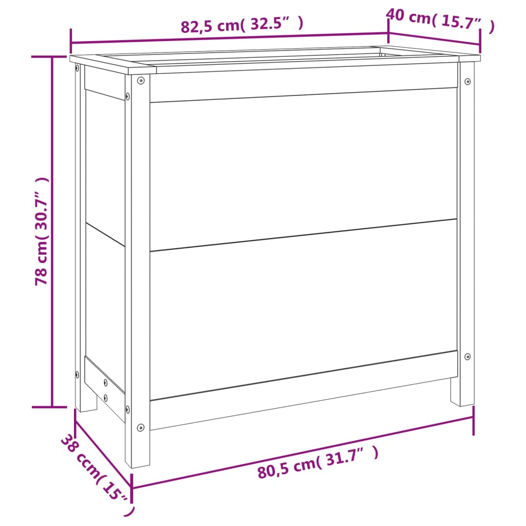 Hageplantekasse 82,5x40x78 cm heltre furu