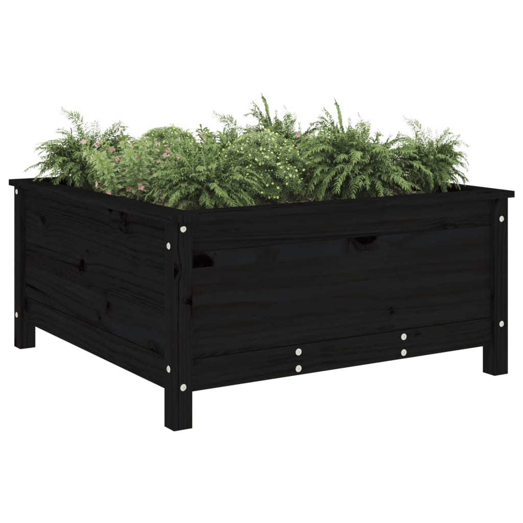 Hageplantekasse svart 82,5x82,5x39 cm heltre furu
